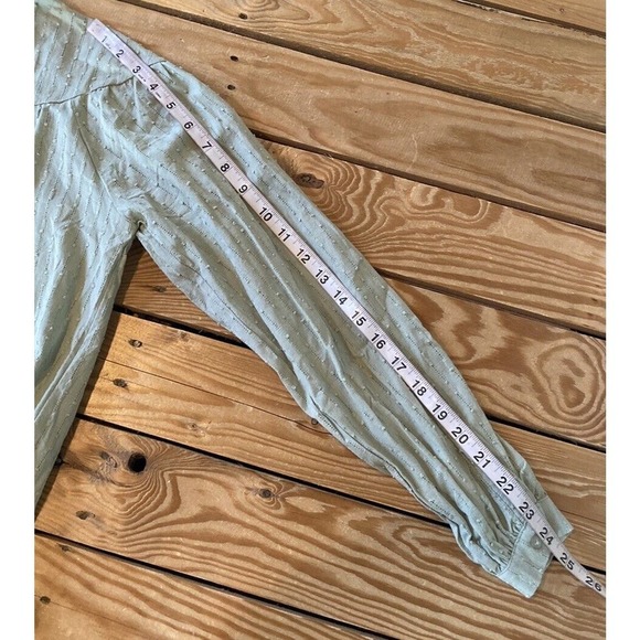 Sundance Button Front Blouse Size Medium Women’s Sage Mock Neck - Picture 7 of 7